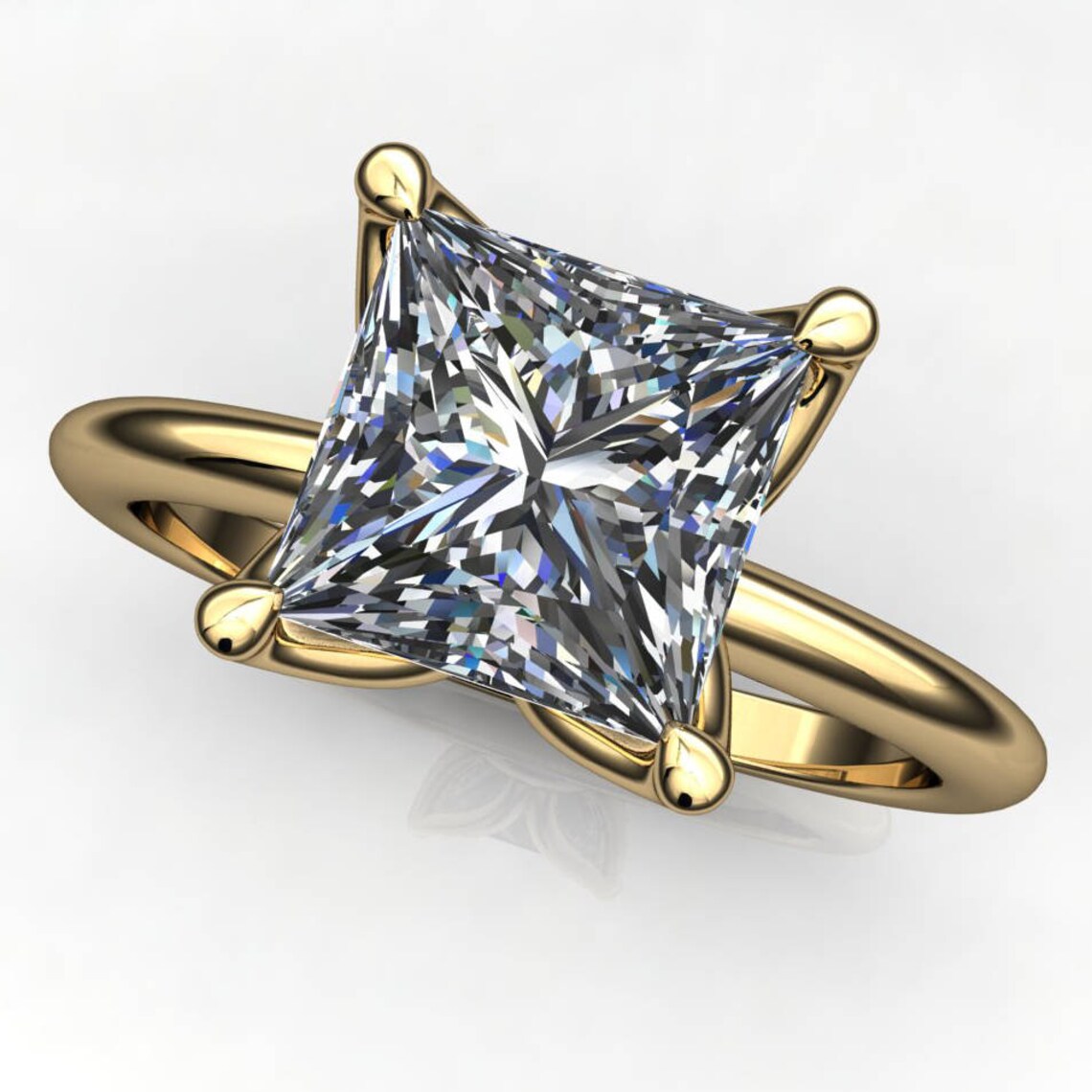 natalie ring - 2 carat princess cut NEO moissanite engagement ring, square moissanite - J Hollywood Designs