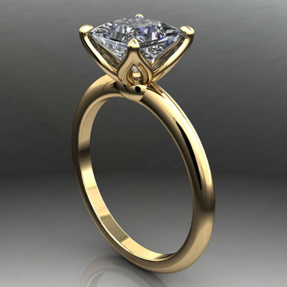 natalie ring - 2 carat princess cut NEO moissanite engagement ring, square moissanite - J Hollywood Designs