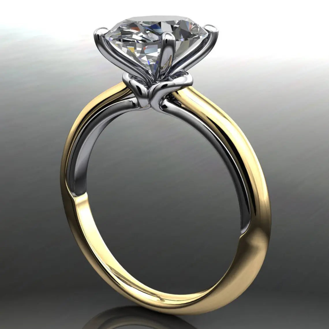 winona ring - 3 carat oval NEO moissanite engagement ring, two tone ring - J Hollywood Designs