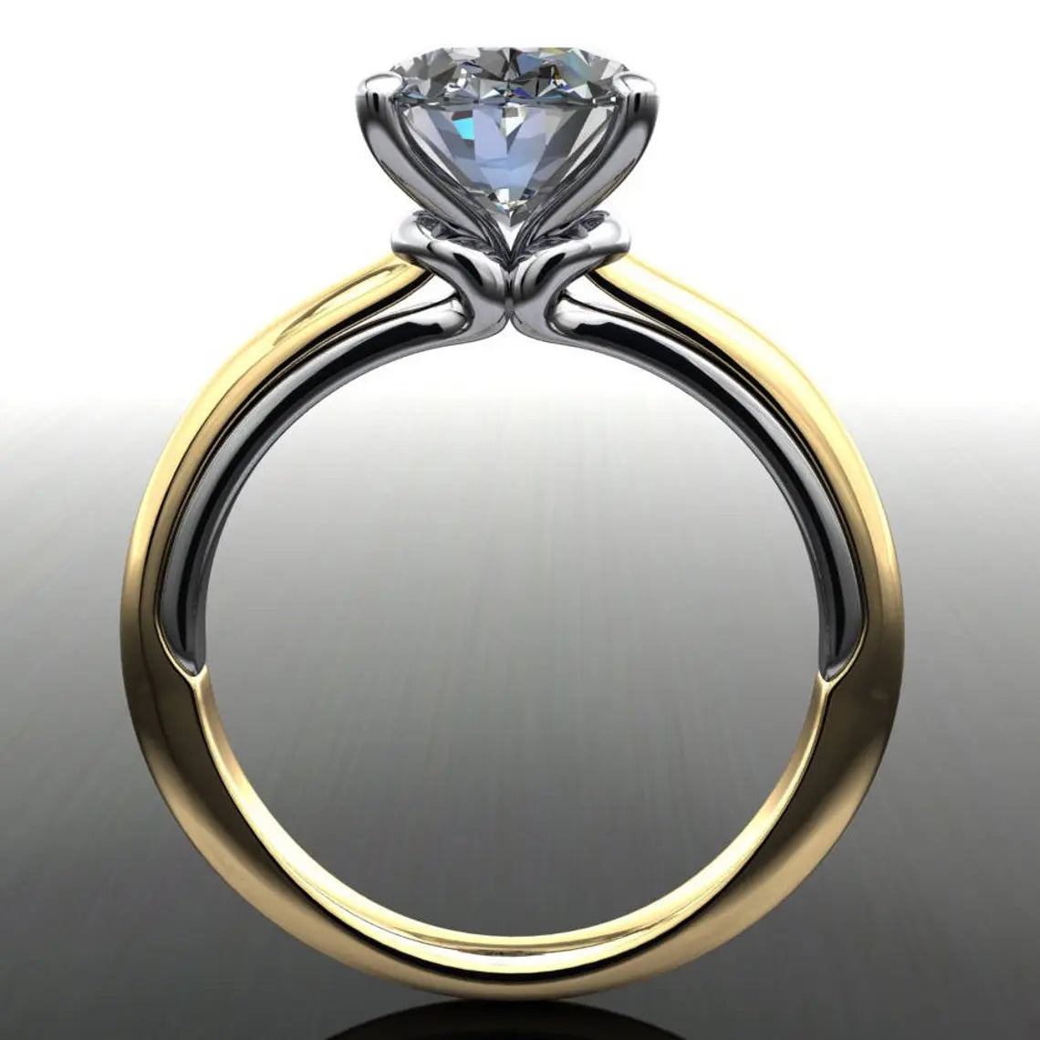 winona ring - 3 carat oval NEO moissanite engagement ring, two tone ring - J Hollywood Designs