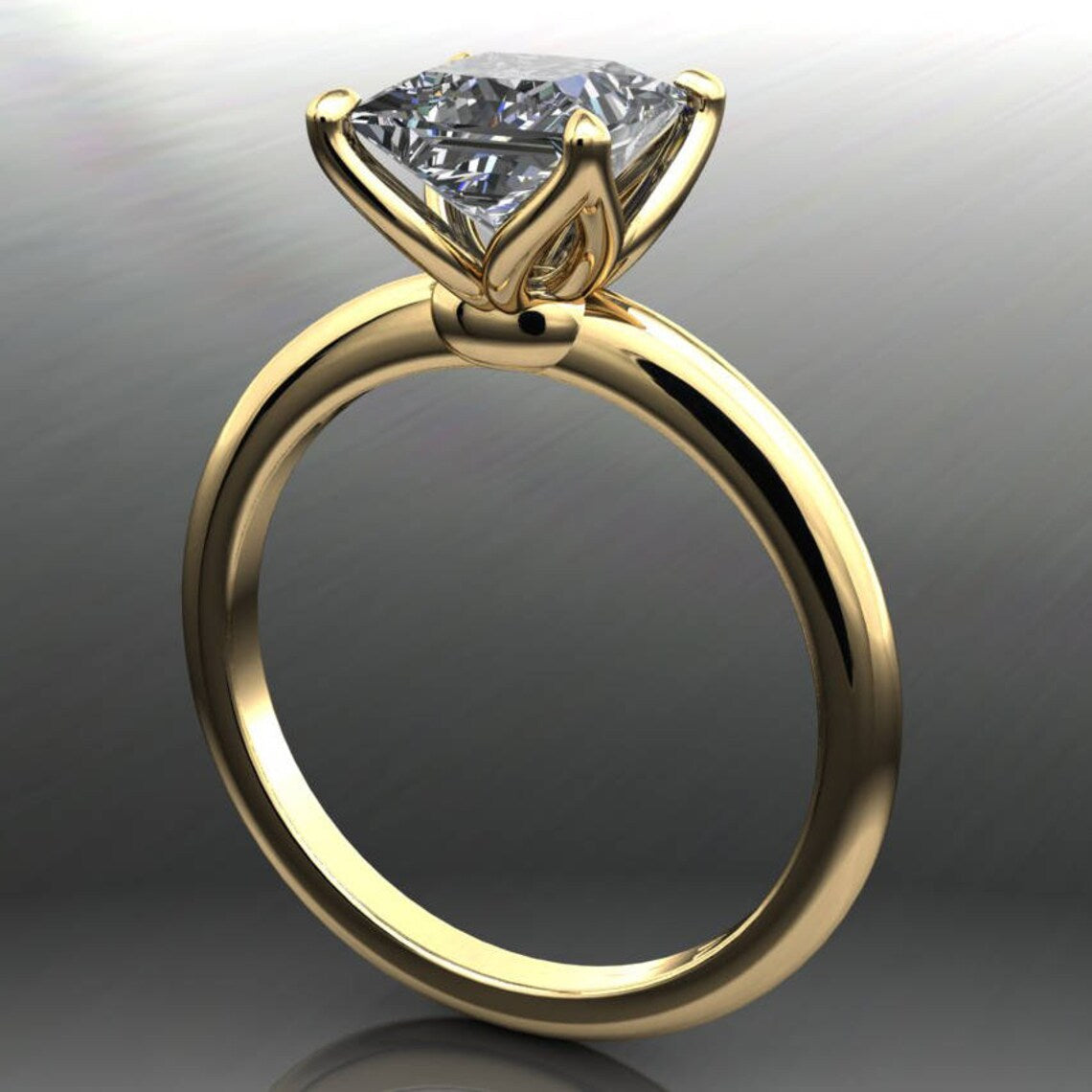 natalie ring - 2 carat princess cut NEO moissanite engagement ring, square moissanite - J Hollywood Designs