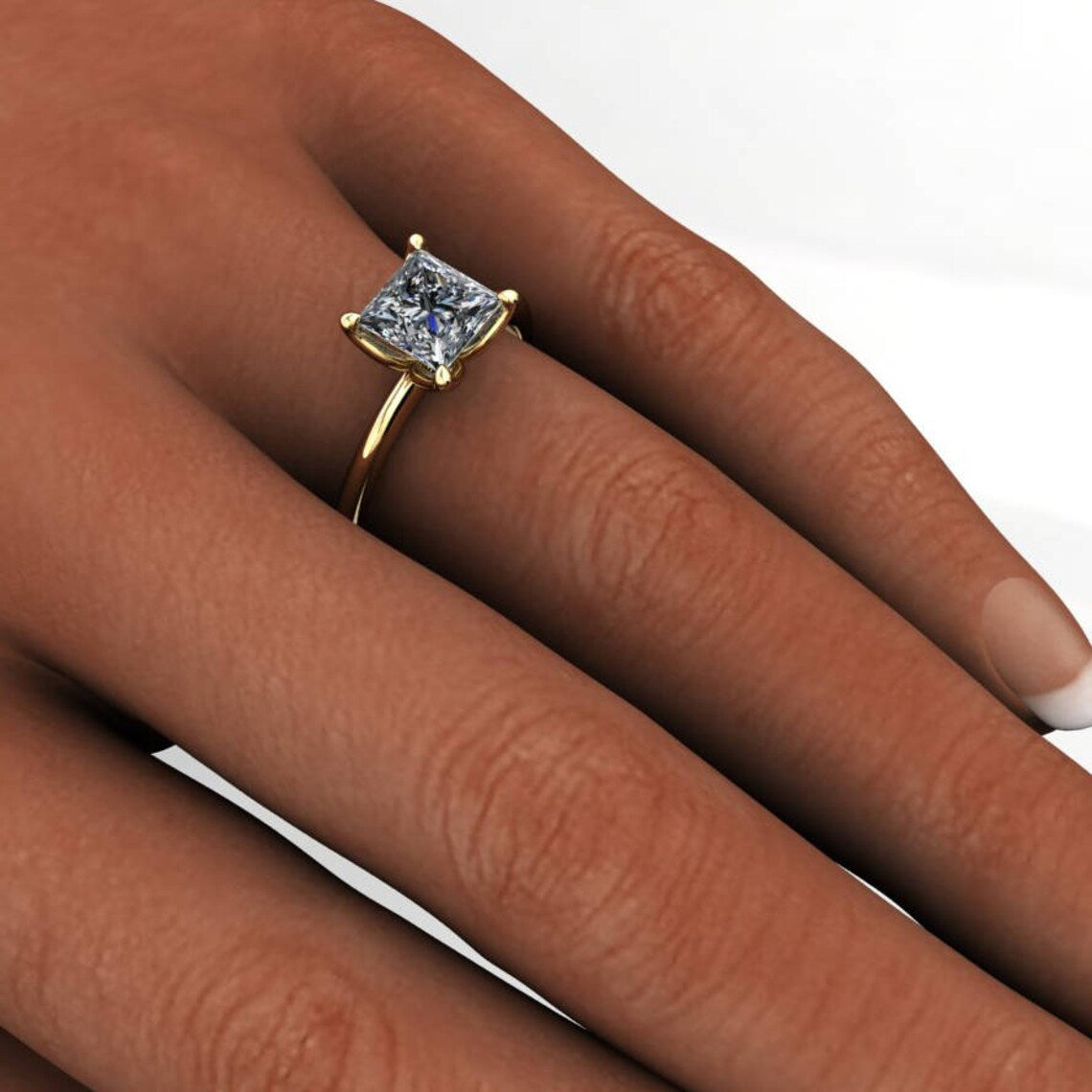 natalie ring - 2 carat princess cut NEO moissanite engagement ring, square moissanite - J Hollywood Designs