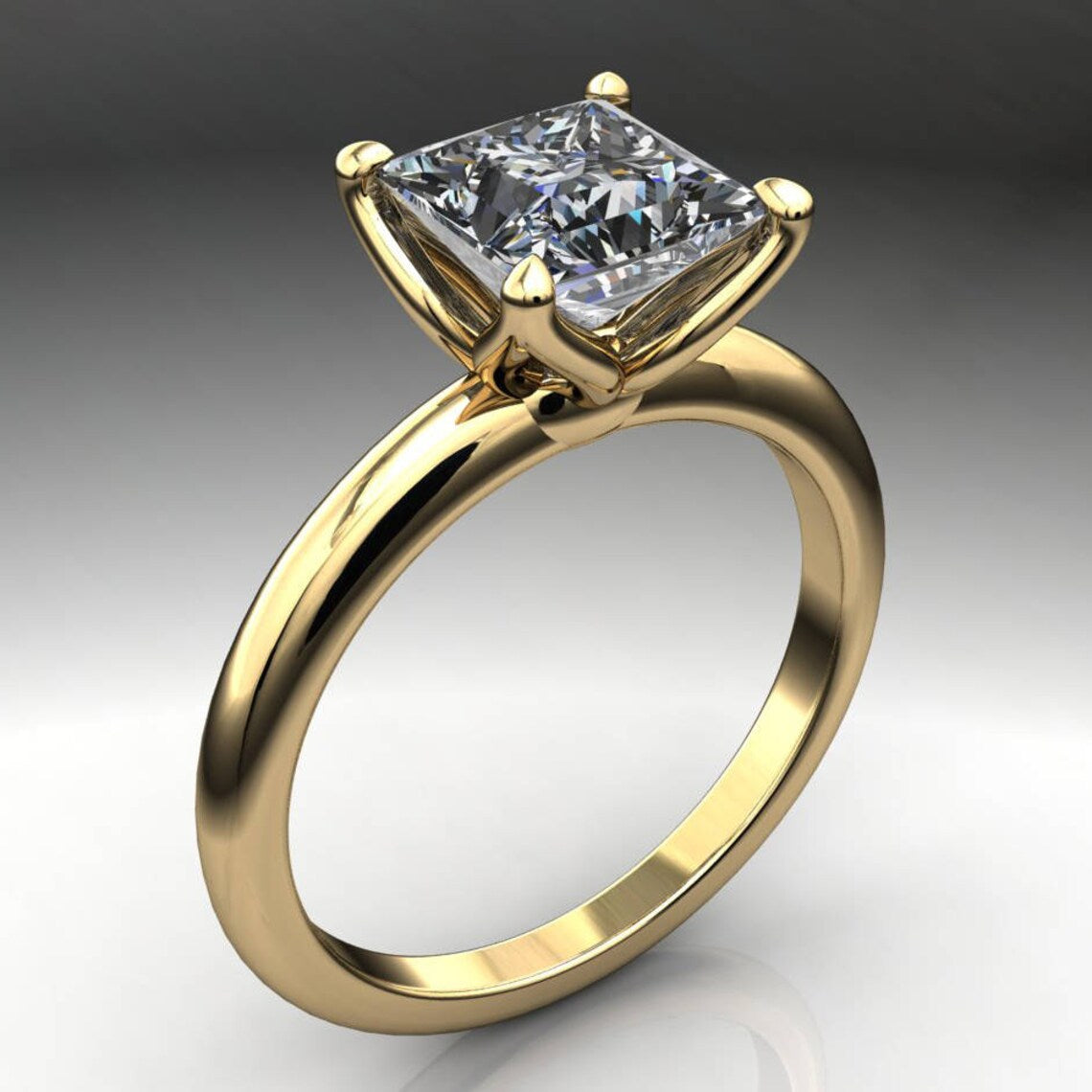 natalie ring - 2 carat princess cut NEO moissanite engagement ring, square moissanite - J Hollywood Designs