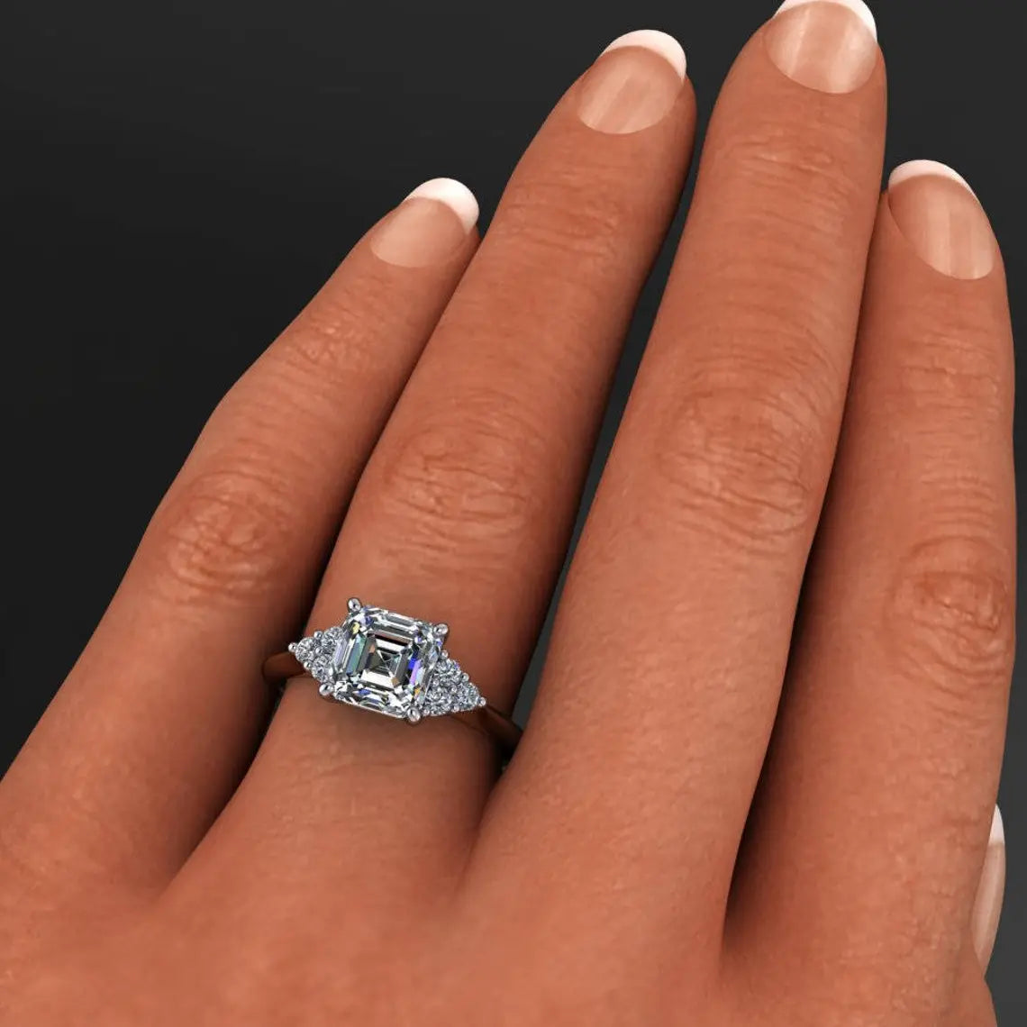 madison ring - 1.8 carat asscher cut ZAYA moissanite engagement ring, asscher moissanite - J Hollywood Designs