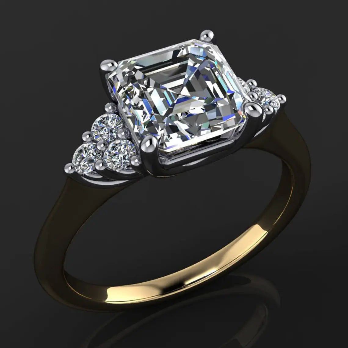 madison ring - 1.8 carat asscher cut ZAYA moissanite engagement ring, asscher moissanite - J Hollywood Designs