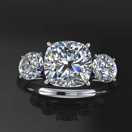 eden ring - 2 carat NEO moissanite engagement ring, 3 stone anniversary band - J Hollywood Designs