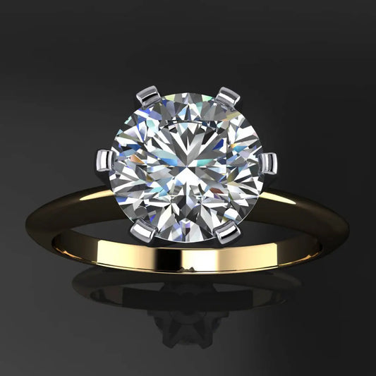 isabelle ring - 1 carat diamond cut round NEO moissanite engagement ring, two tone engagement ring - J Hollywood Designs