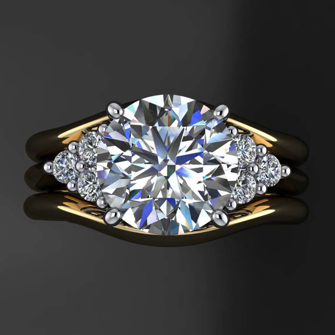 madison ring – 2 carat diamond cut round NEO moissanite engagement ring - J Hollywood Designs