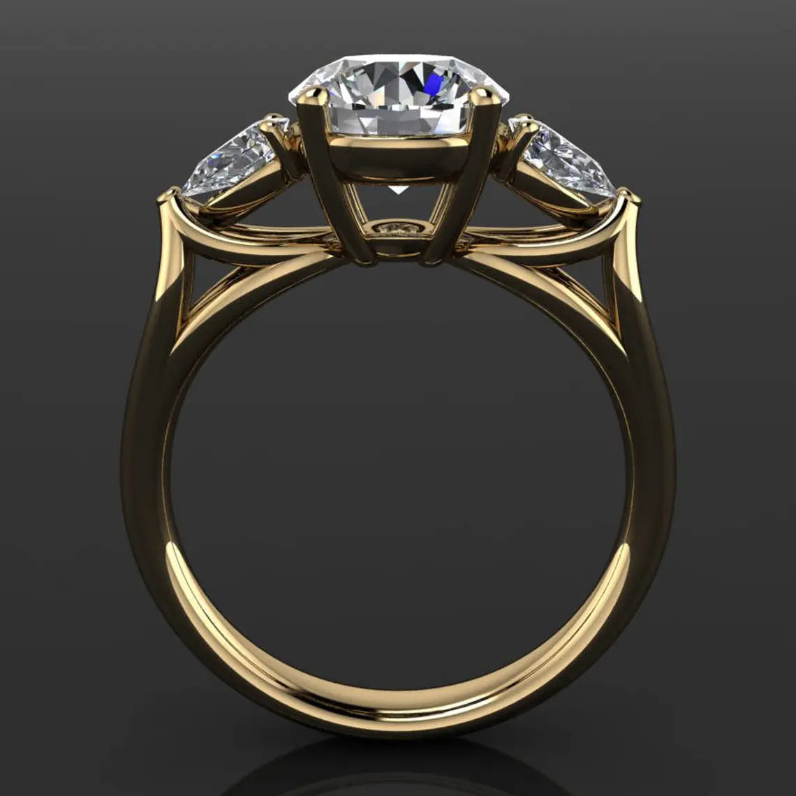 annalisa ring – 2 carat round NEO moissanite engagement ring, 3 stone ring - J Hollywood Designs