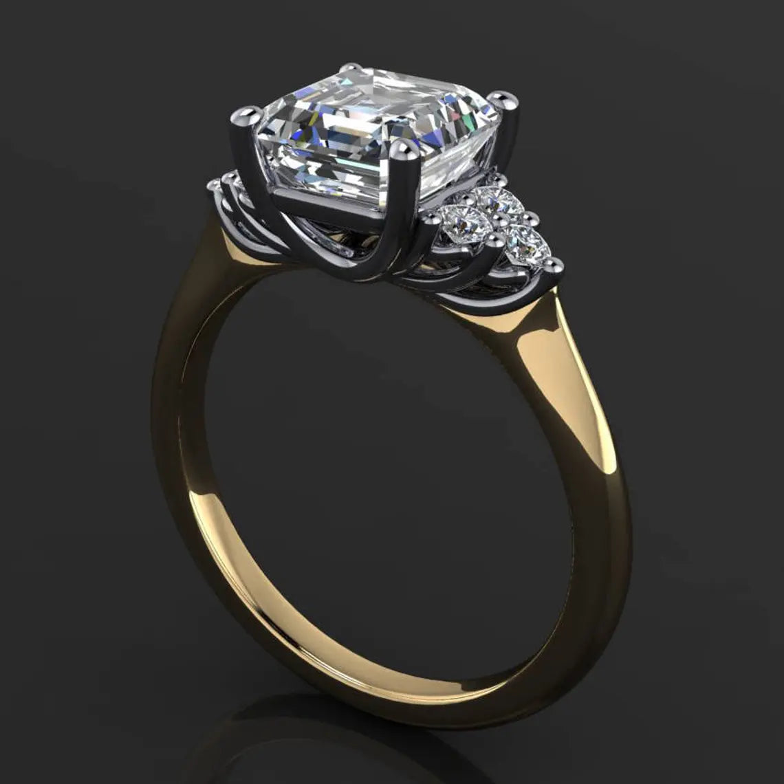 madison ring - 1.8 carat asscher cut ZAYA moissanite engagement ring, asscher moissanite - J Hollywood Designs