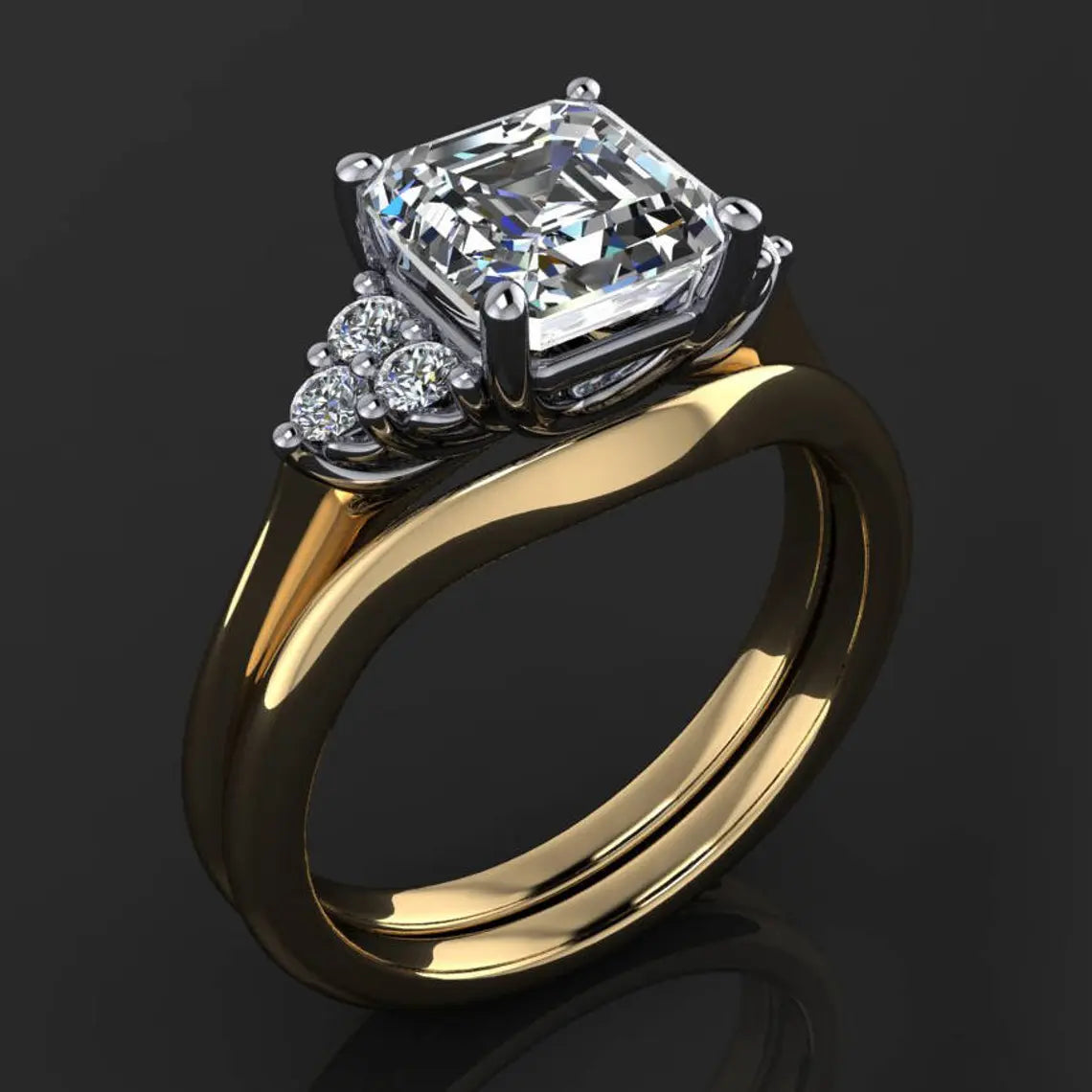 madison ring - 1.8 carat asscher cut ZAYA moissanite engagement ring, asscher moissanite - J Hollywood Designs