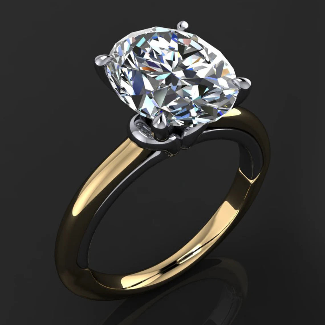 winona ring - 3 carat oval NEO moissanite engagement ring, two tone ring - J Hollywood Designs