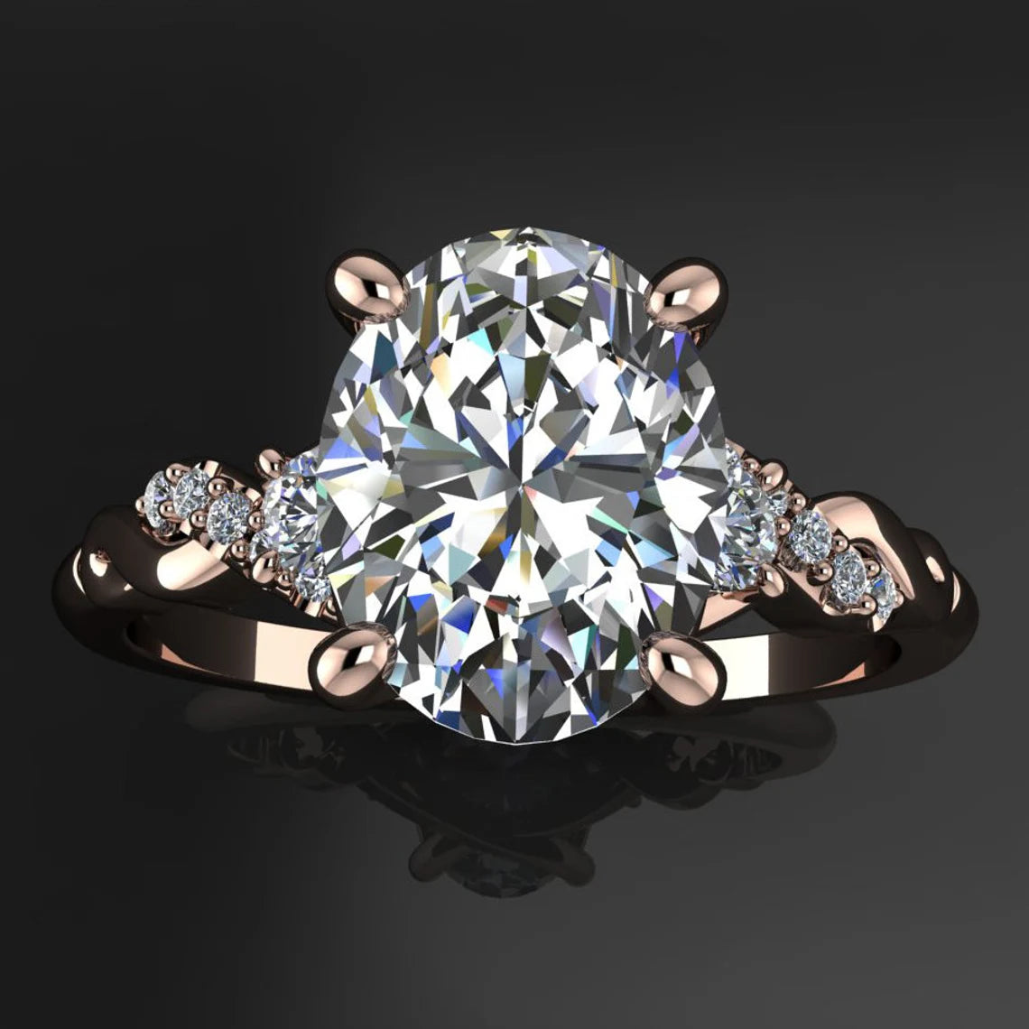 coco ring - 2 carat oval NEO vintage style engagement ring - J Hollywood Designs