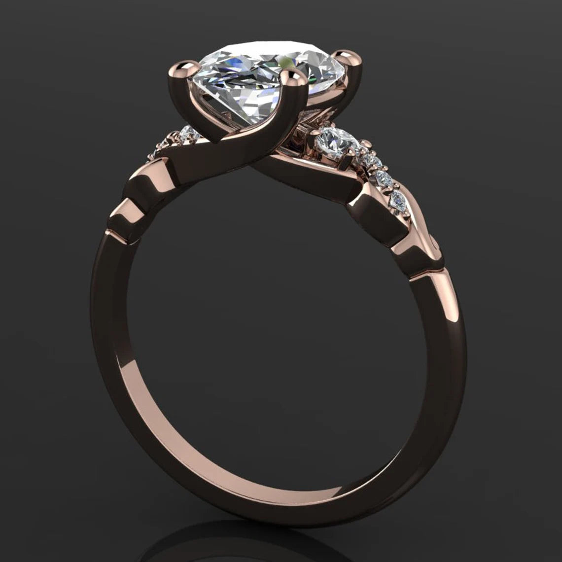 coco ring - 2 carat oval NEO vintage style engagement ring - J Hollywood Designs