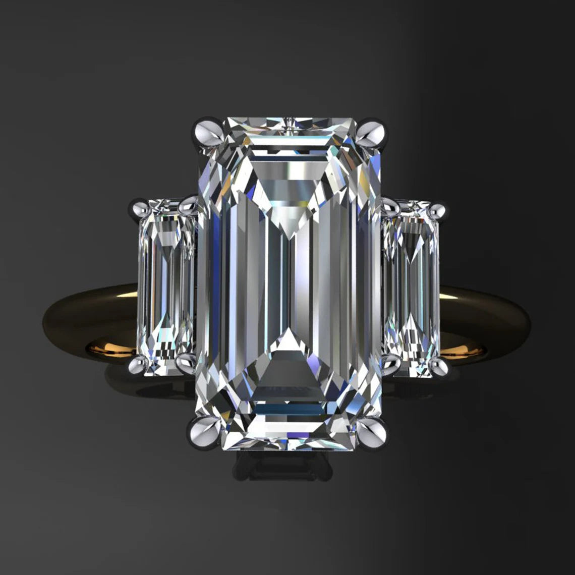 kennedy ring - 3 carat emerald cut ZAYA moissanite engagement ring, emerald moissanite ring - J Hollywood Designs