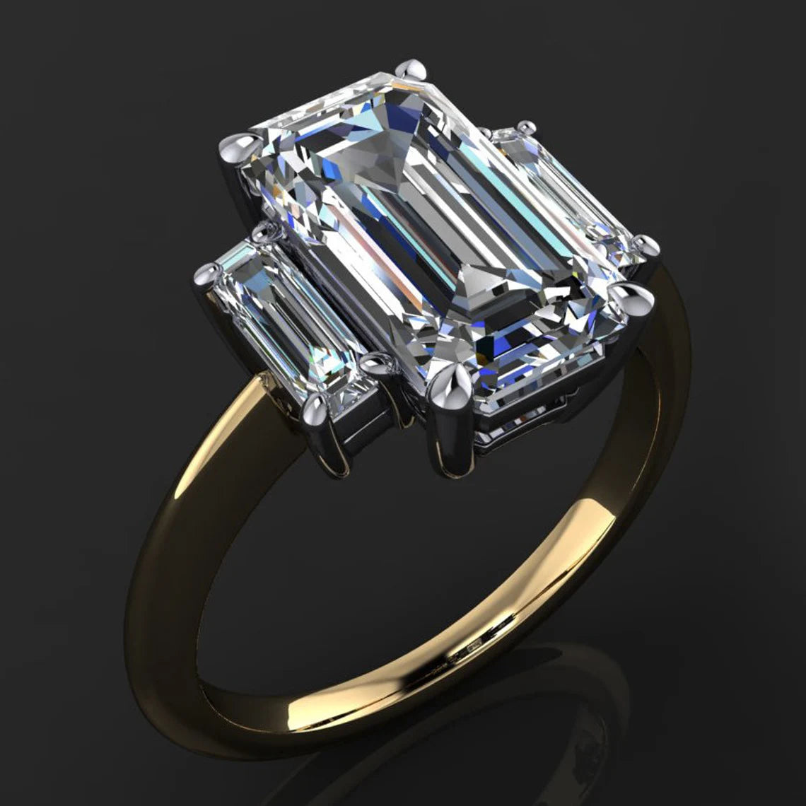 kennedy ring - 3 carat emerald cut ZAYA moissanite engagement ring, emerald moissanite ring - J Hollywood Designs