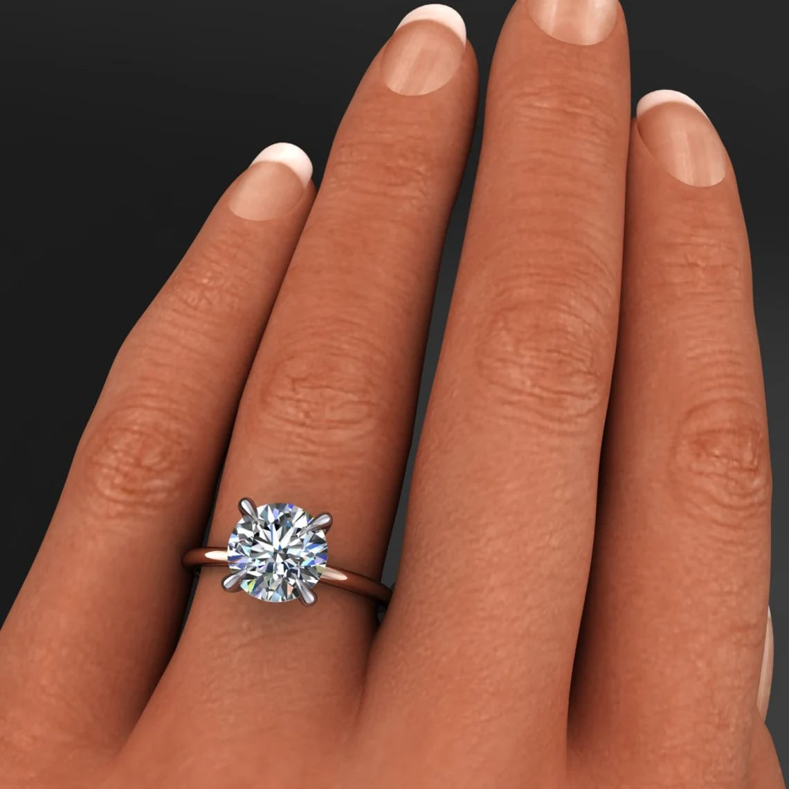 2.5 carat round moissanite engagement ring - naked shay ring, Hollywood round - J Hollywood Designs