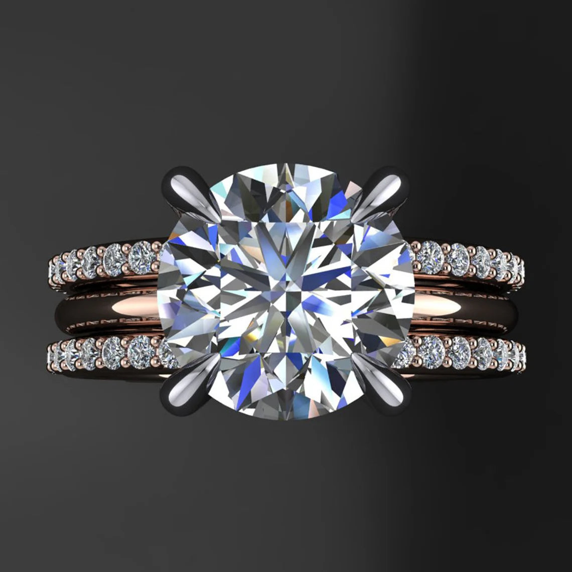 2.5 carat round moissanite engagement ring - naked shay ring, Hollywood round - J Hollywood Designs