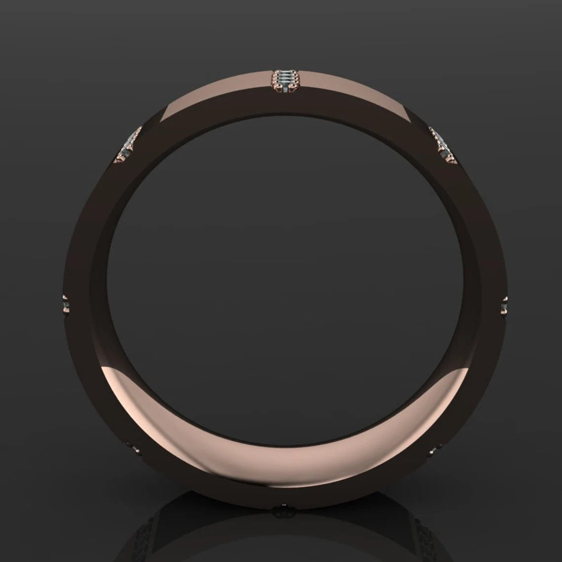 axel ring - men's gold and moissanite wedding band, black moissanite ring - J Hollywood Designs