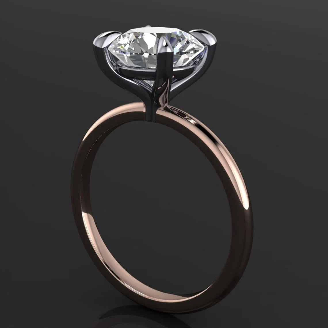 2.5 carat round moissanite engagement ring - naked shay ring, Hollywood round - J Hollywood Designs