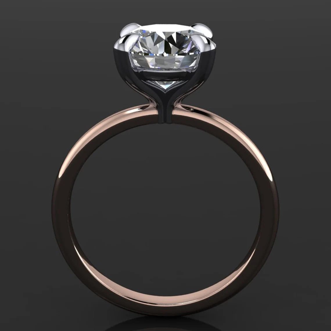 2.5 carat round moissanite engagement ring - naked shay ring, Hollywood round - J Hollywood Designs