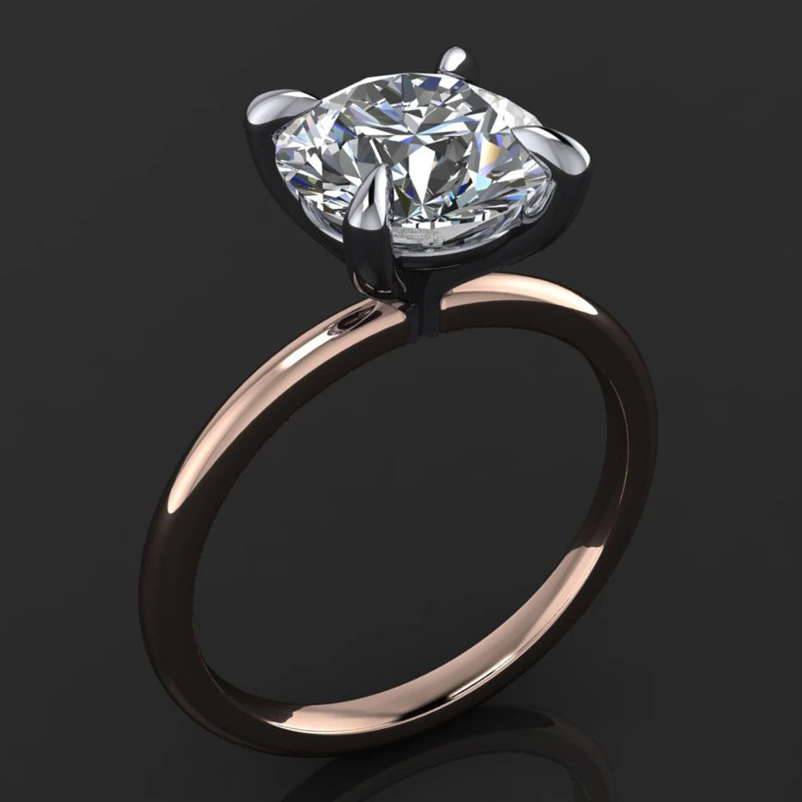 2.5 carat round moissanite engagement ring - naked shay ring, Hollywood round - J Hollywood Designs