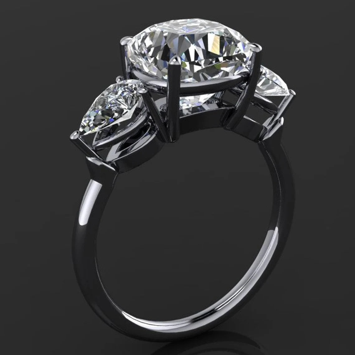cushion moissanite 3 stone engagement ring - erica - J Hollywood Designs