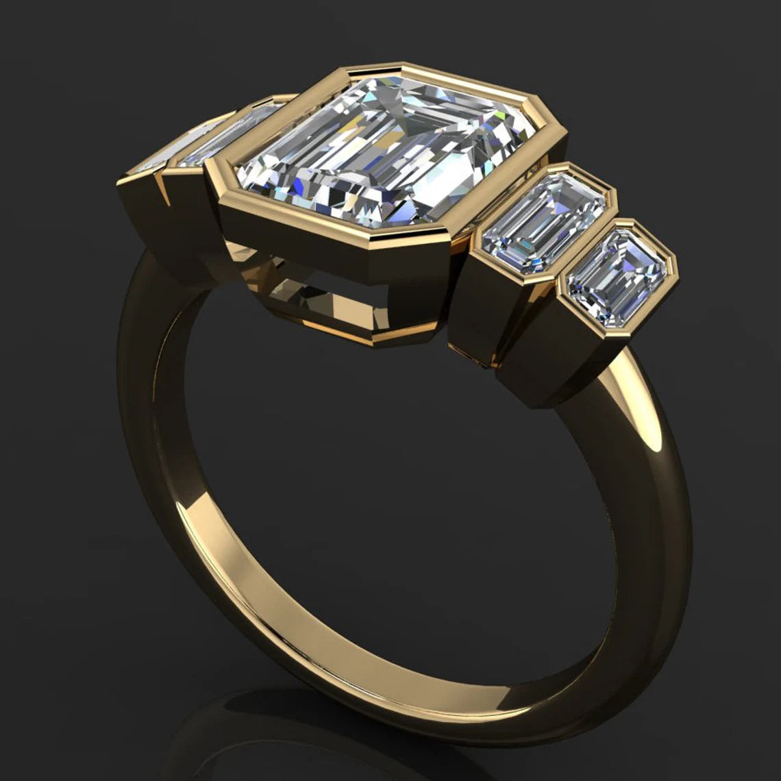 taylor ring – 1.75 carat emerald cut NEO moissanite engagement ring, bezel set engagement ring - J Hollywood Designs