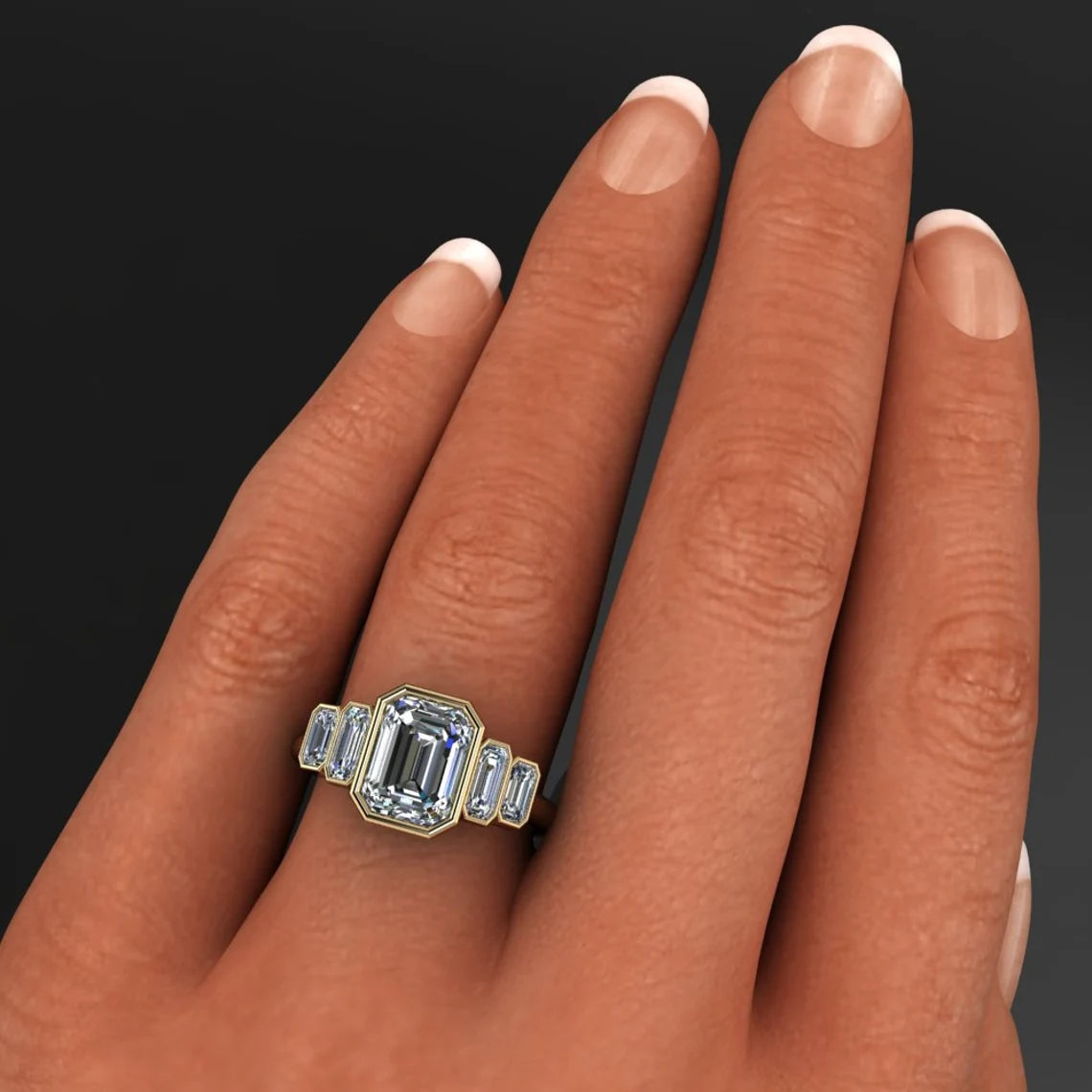 taylor ring – 1.75 carat emerald cut NEO moissanite engagement ring, bezel set engagement ring - J Hollywood Designs