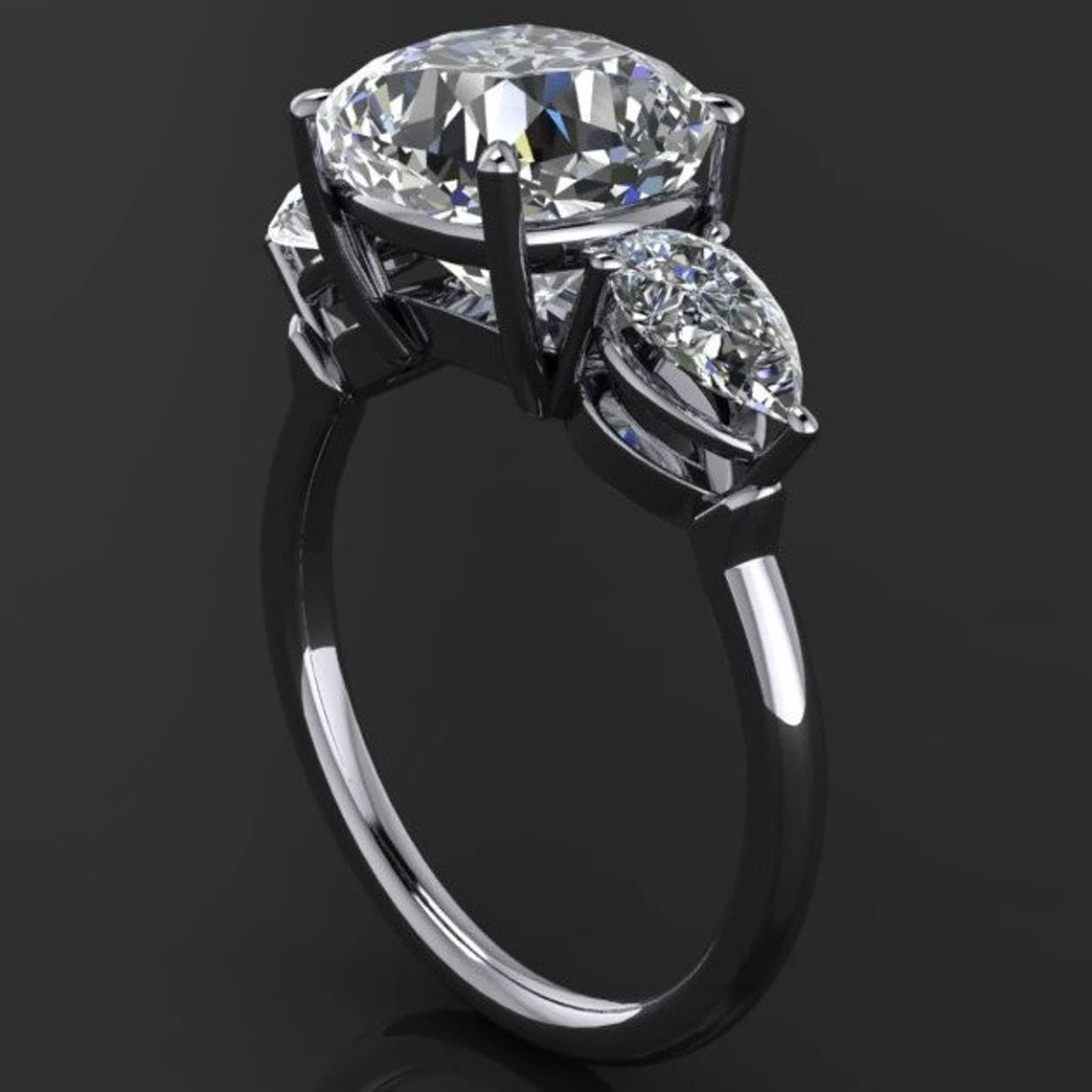 cushion moissanite 3 stone engagement ring - erica - J Hollywood Designs