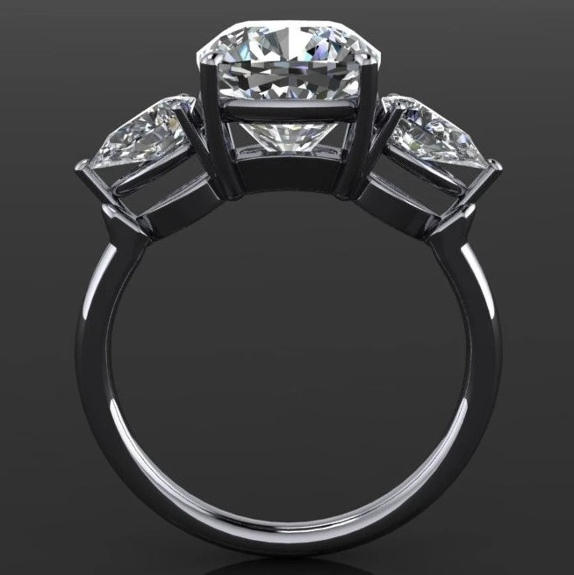 cushion moissanite 3 stone engagement ring - erica - J Hollywood Designs