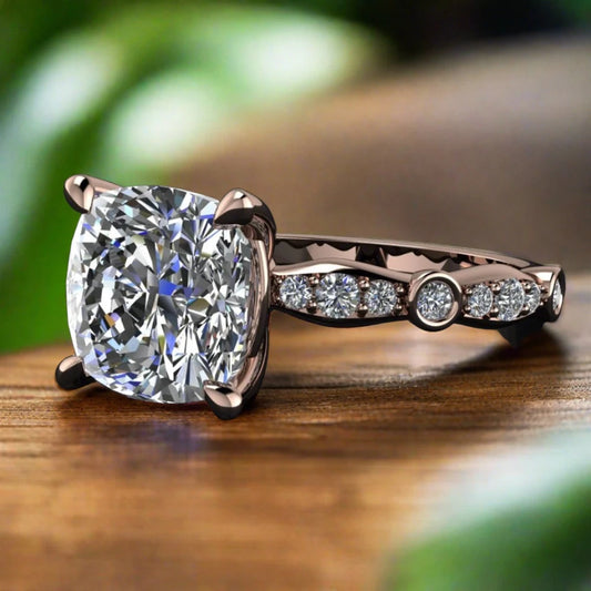 amelia ring - 2.5 carat cushion cut NEO moissanite engagement ring - J Hollywood Designs