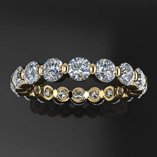 jade ring - 2 carat NEO moissanite eternity band, single shared prong ring - J Hollywood Designs