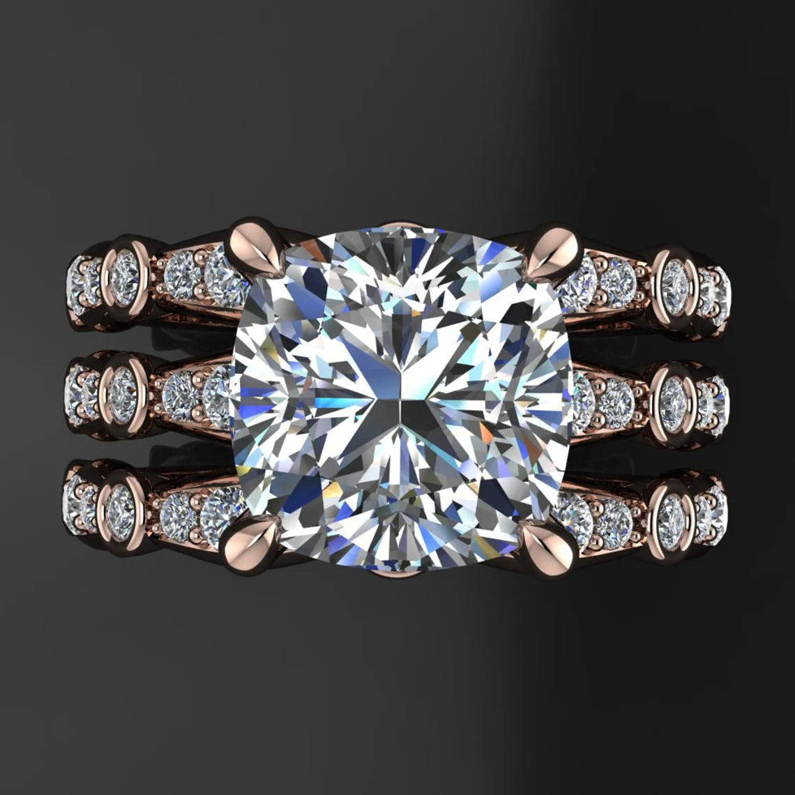 amelia ring - 2.5 carat cushion cut NEO moissanite engagement ring - J Hollywood Designs