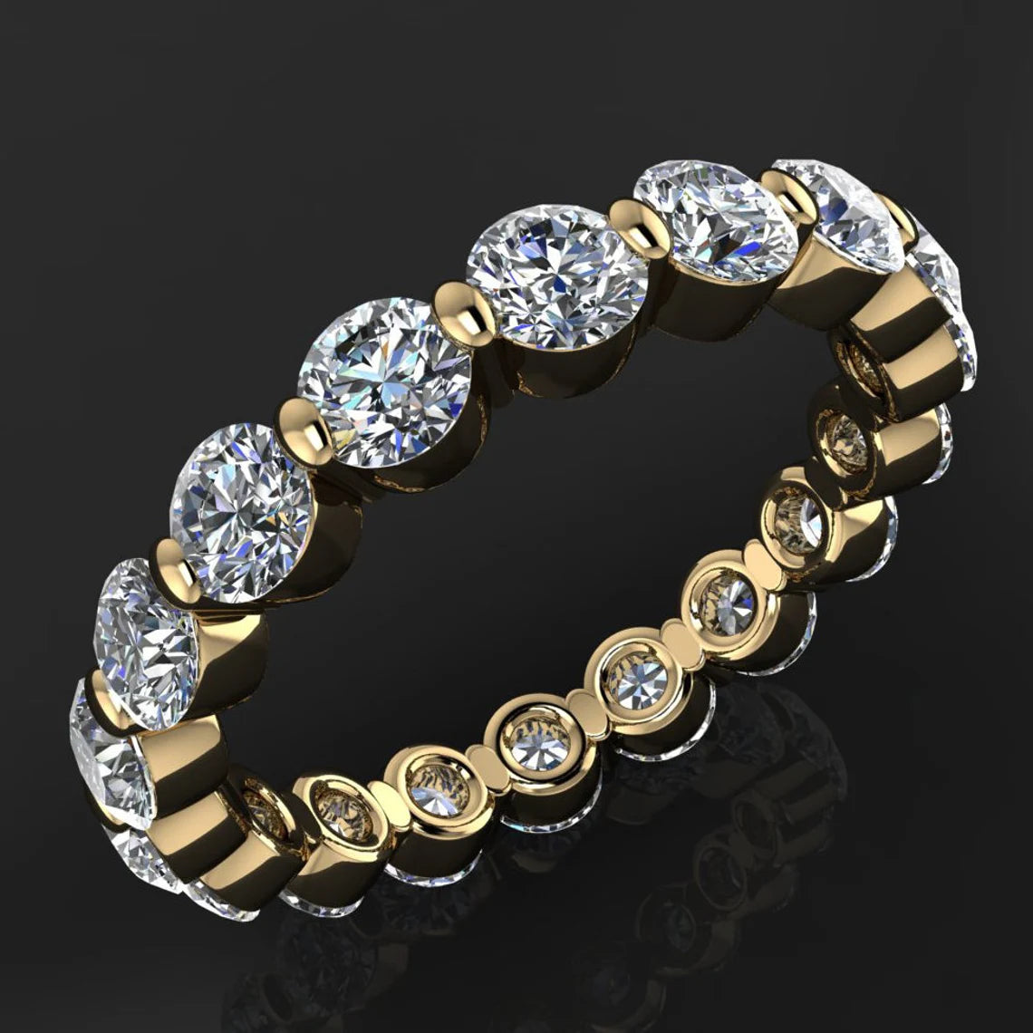 jade ring - 2 carat NEO moissanite eternity band, single shared prong ring - J Hollywood Designs