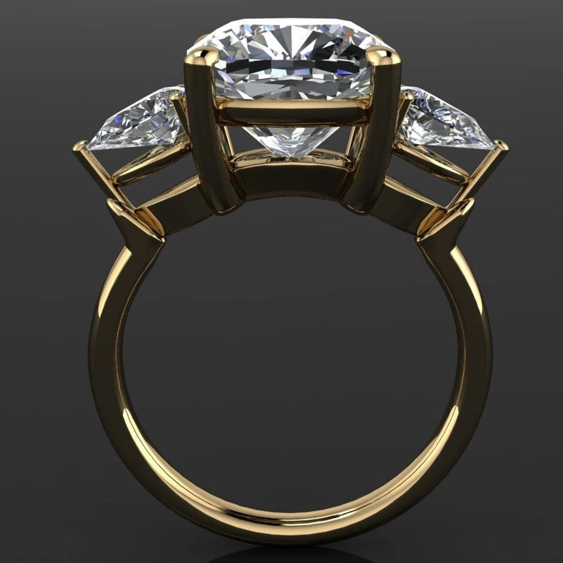 erica ring - 5 carat cushion NEO moissanite engagement ring, three stone ring - J Hollywood Designs