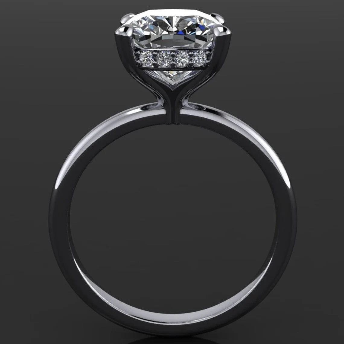 3 carat elongated cushion cut ZAYA moissanite engagement ring - naked shay ring, diamond side halo - J Hollywood Designs