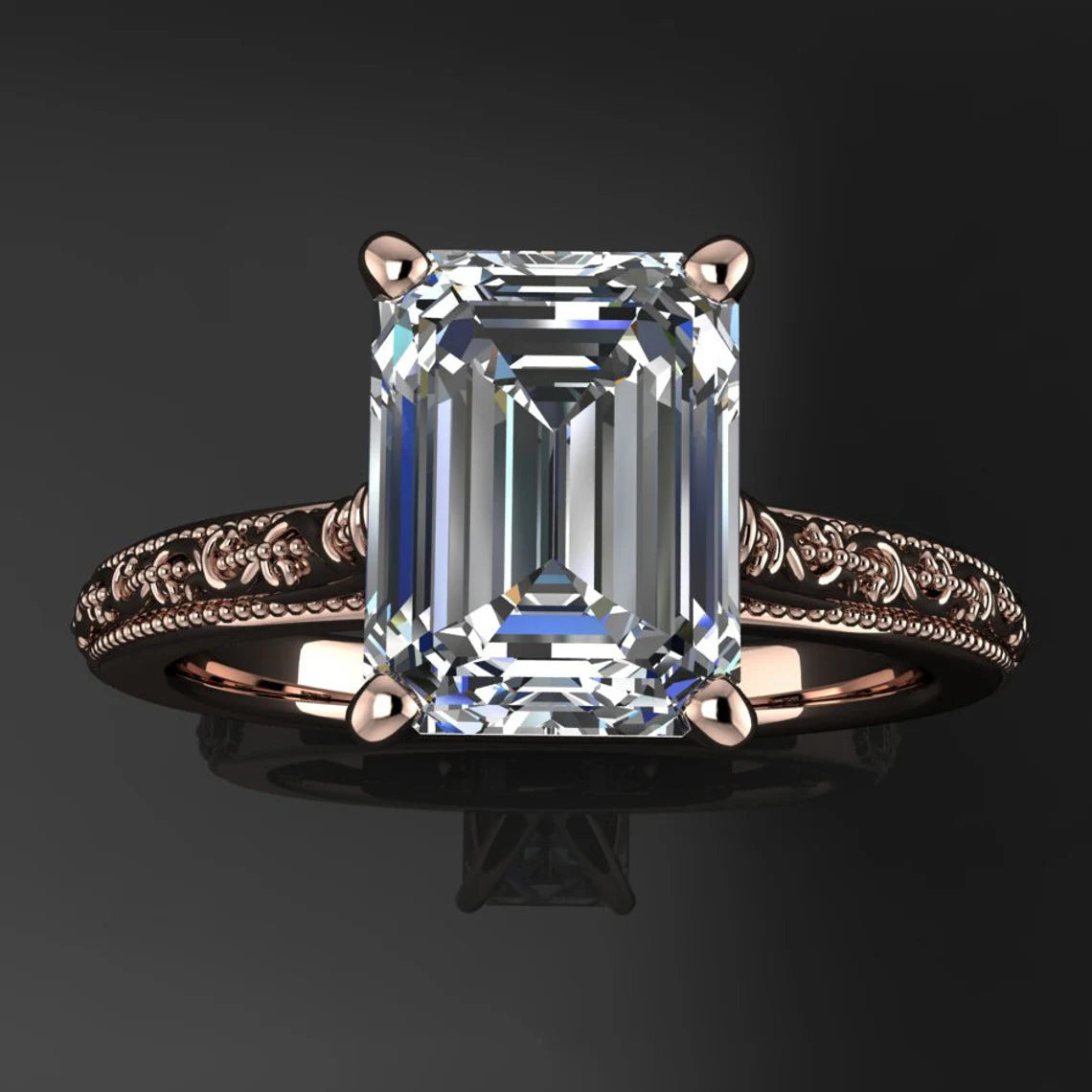 perla ring - 2 carat emerald cut NEO moissanite engagement ring - J Hollywood Designs