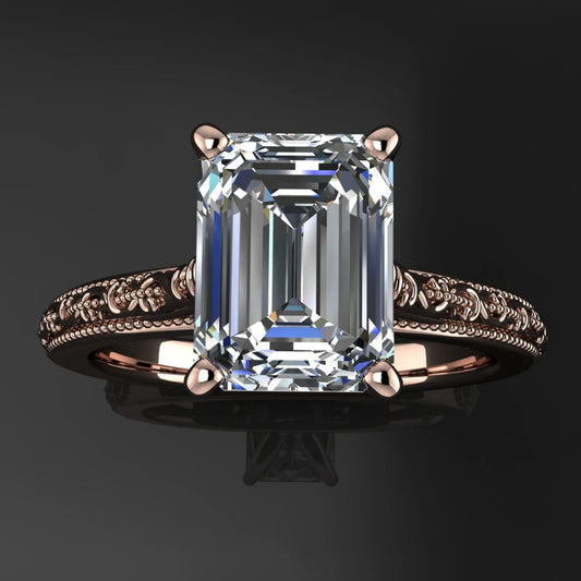 perla ring - 2 carat emerald cut NEO moissanite engagement ring - J Hollywood Designs