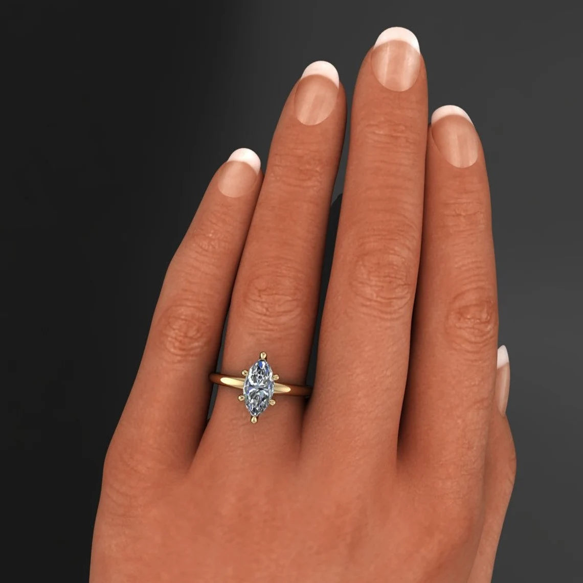 Women's White Marquise Diamond 14K Yellow Gold Engagement Ring, Size: 7 at  Rs 97000 in Surat