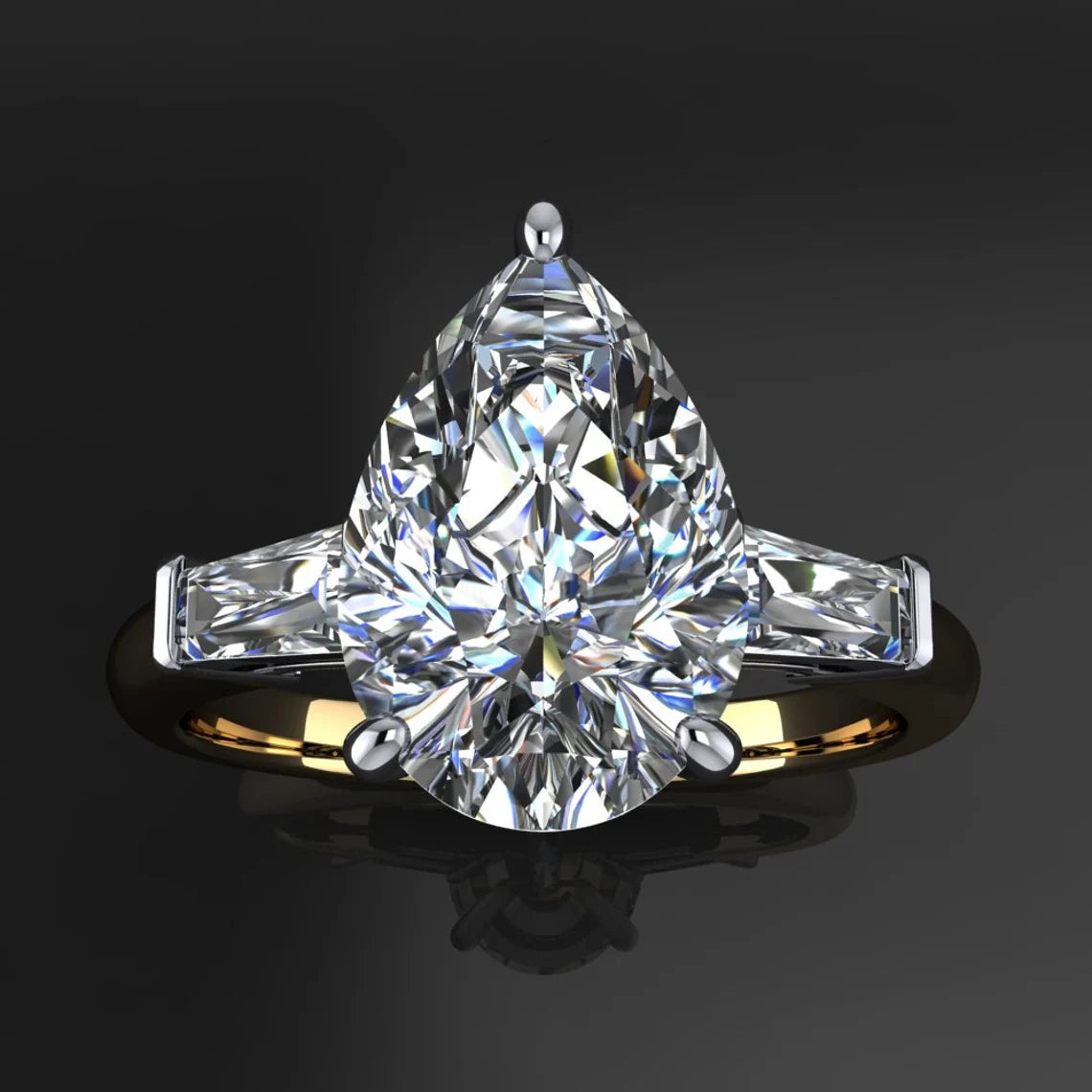 laurel ring – 3.5 carat pear cut moissanite engagement ring, NEO moissanite - J Hollywood Designs