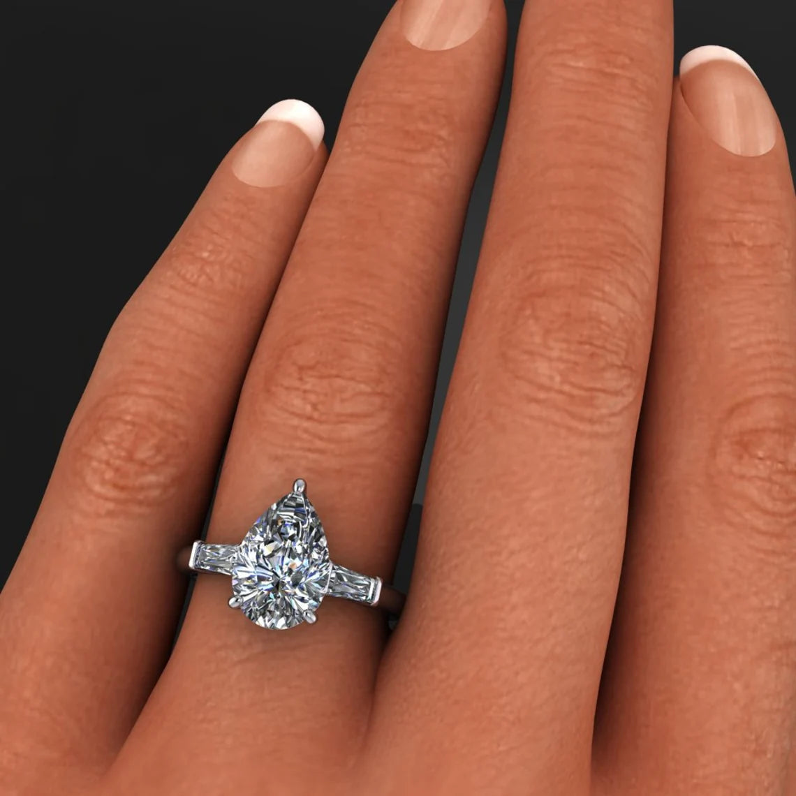 laurel ring – 3.5 carat pear cut moissanite engagement ring, NEO moissanite - J Hollywood Designs