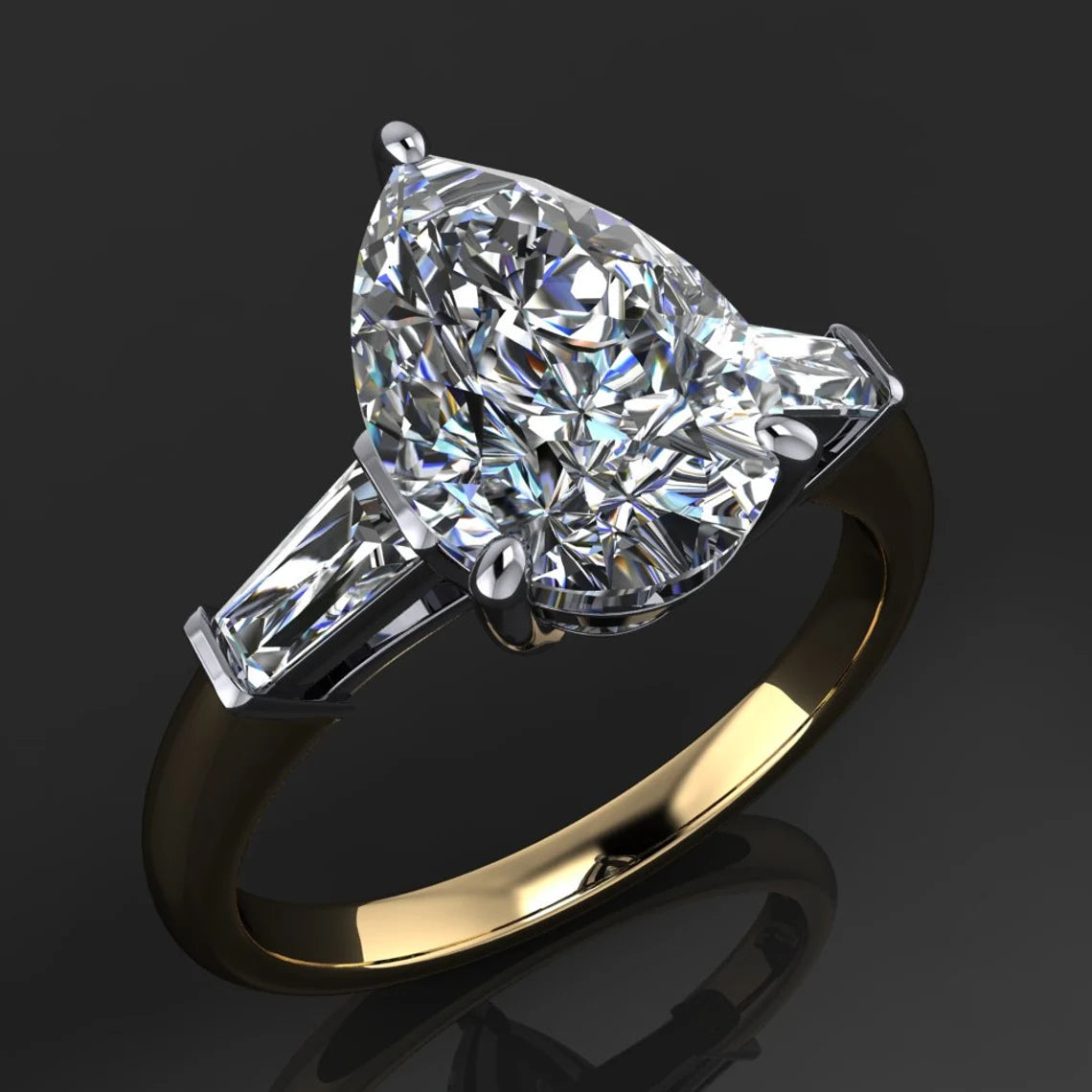 laurel ring – 3.5 carat pear cut moissanite engagement ring, NEO moissanite - J Hollywood Designs