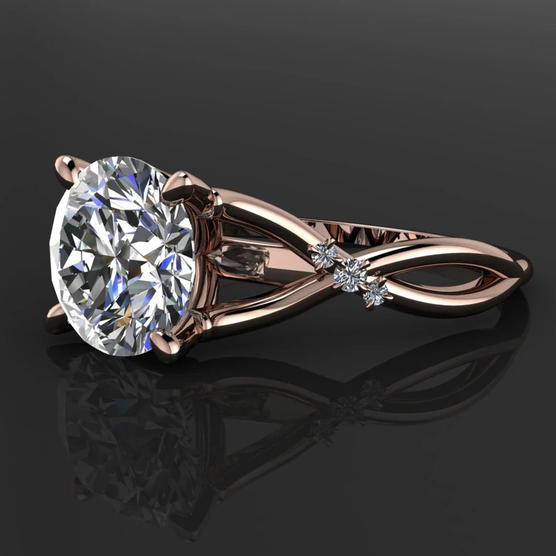 daphne ring - 1.5 carat OEC ZAYA moissanite engagement ring, infinity band - J Hollywood Designs