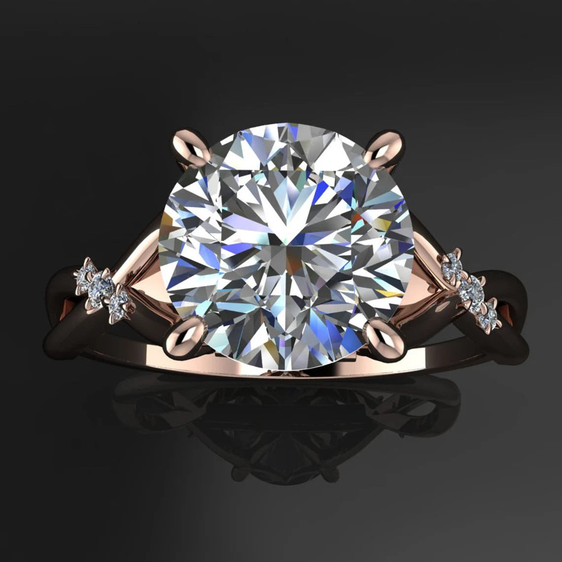 daphne ring - 1.5 carat OEC ZAYA moissanite engagement ring, infinity band - J Hollywood Designs