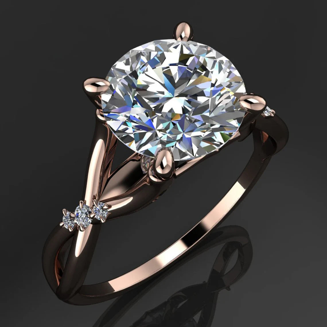 daphne ring - 1.5 carat OEC ZAYA moissanite engagement ring, infinity band - J Hollywood Designs