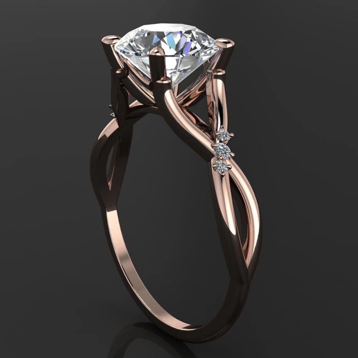 daphne ring - 1.5 carat OEC ZAYA moissanite engagement ring, infinity band - J Hollywood Designs