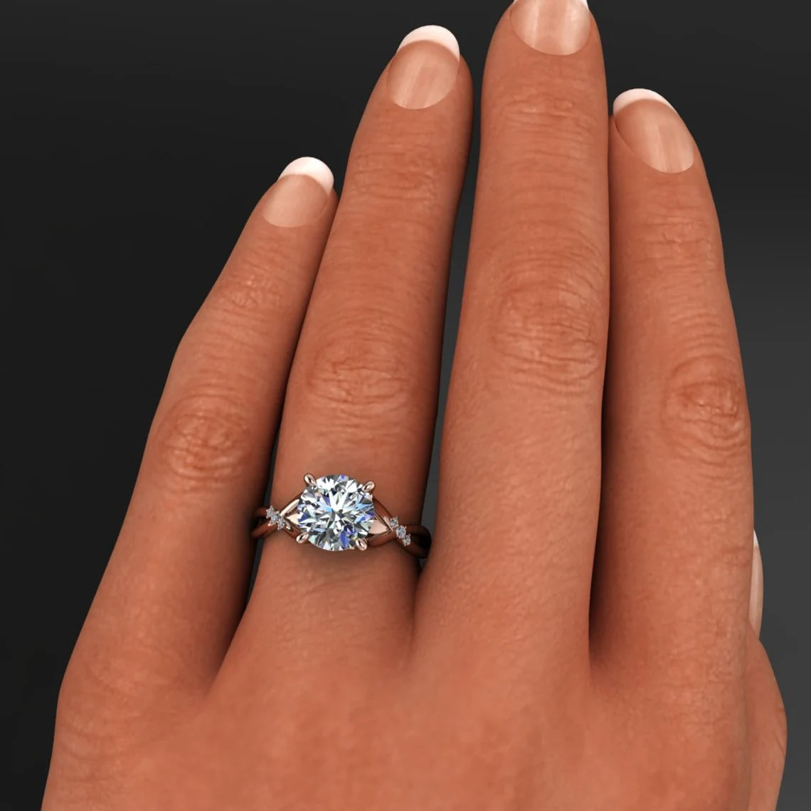 daphne ring - 1.5 carat OEC ZAYA moissanite engagement ring, infinity band - J Hollywood Designs