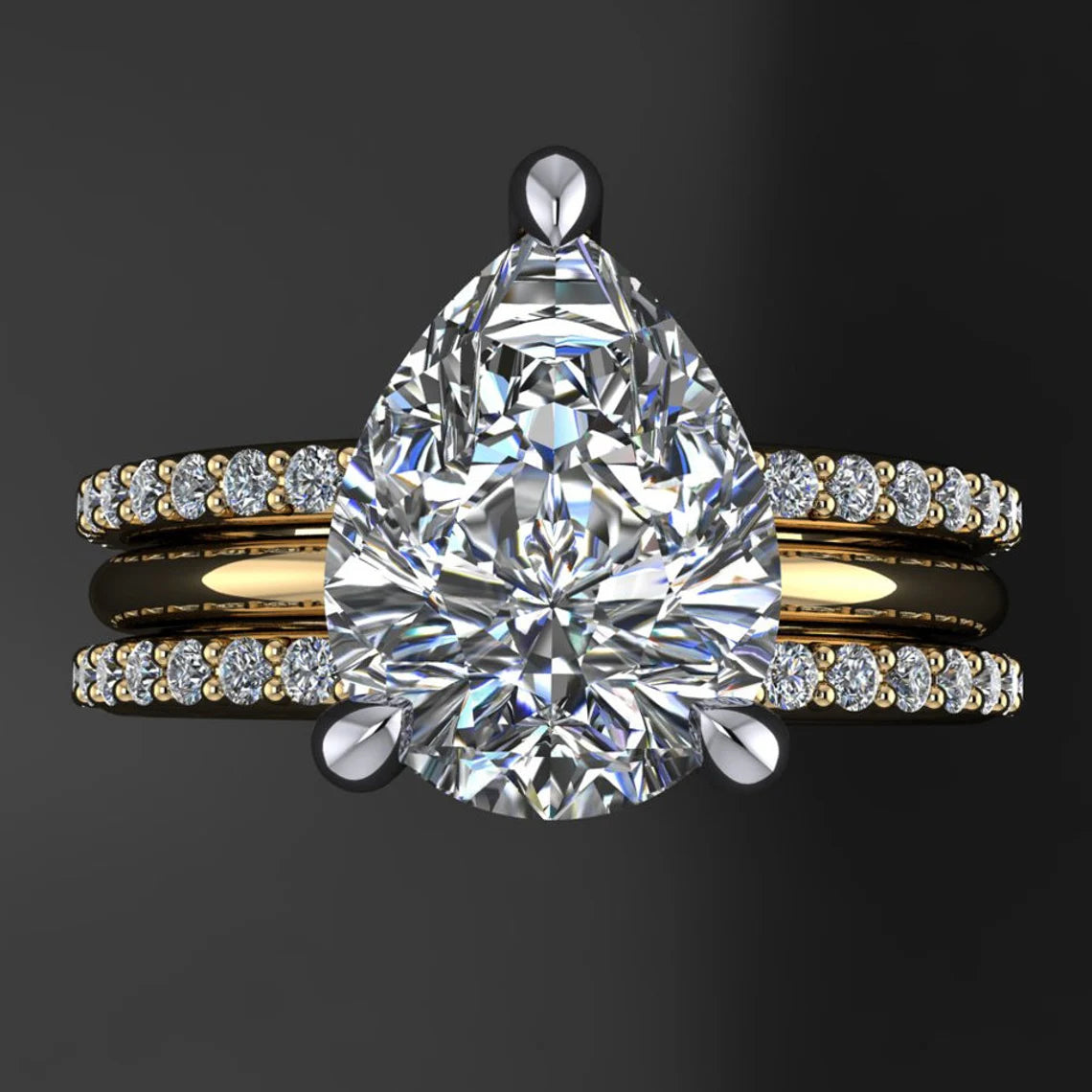 naked shay ring – 2 carat pear moissanite engagement ring, ZAYA Moissanite - J Hollywood Designs