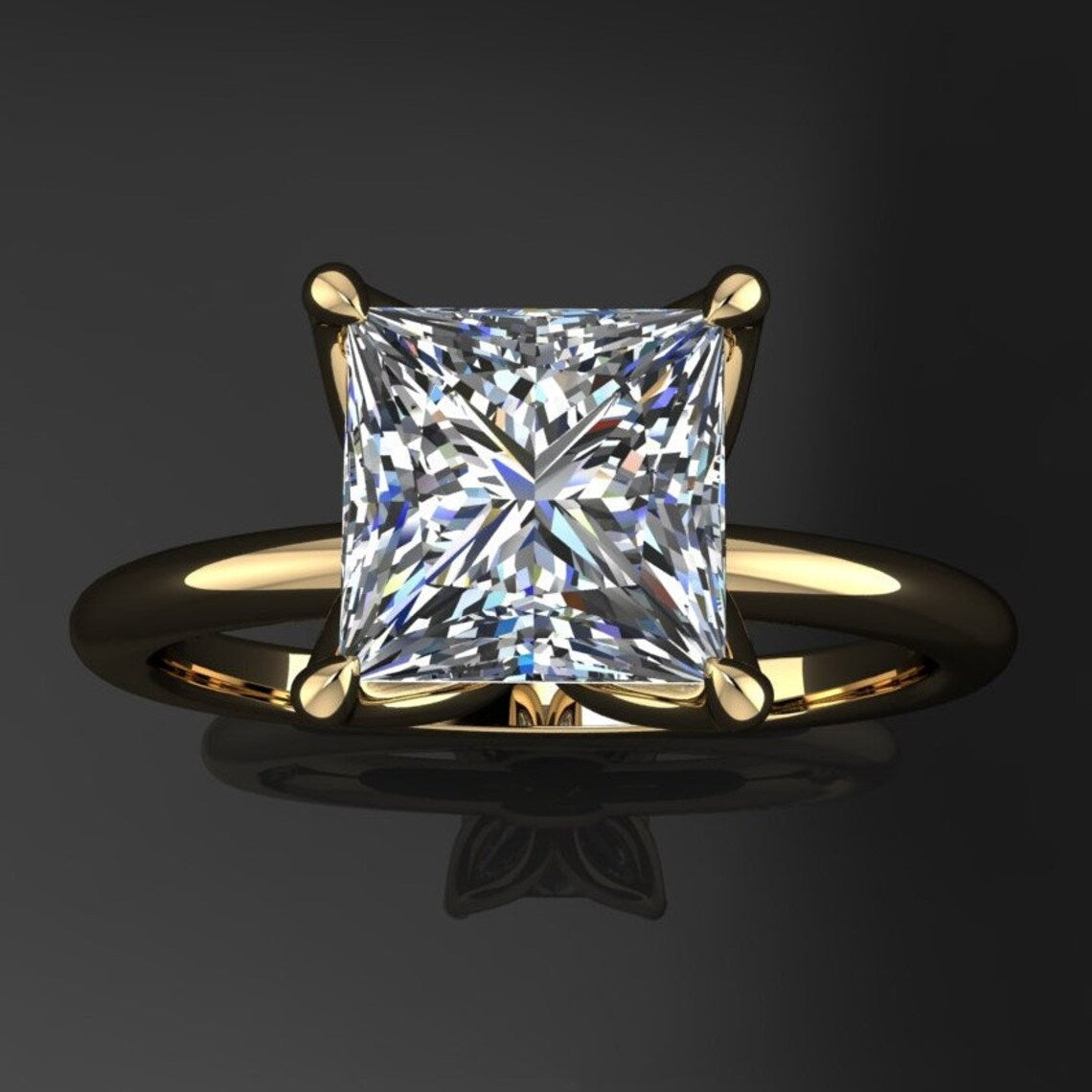 natalie ring - 2 carat princess cut NEO moissanite engagement ring, square moissanite - J Hollywood Designs